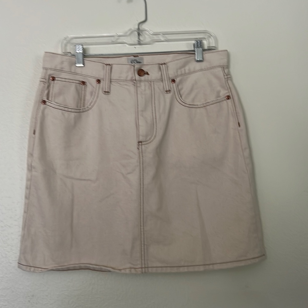 J. Crew denim mini skirt in ecru